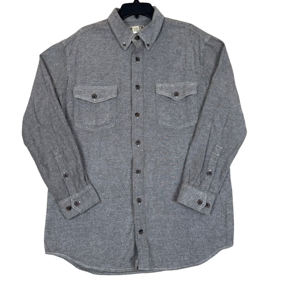 Duluth Trading Co Twill Heavy Shirt L Tall 24.5x32.5 Workwear Grey Cotton Rugged